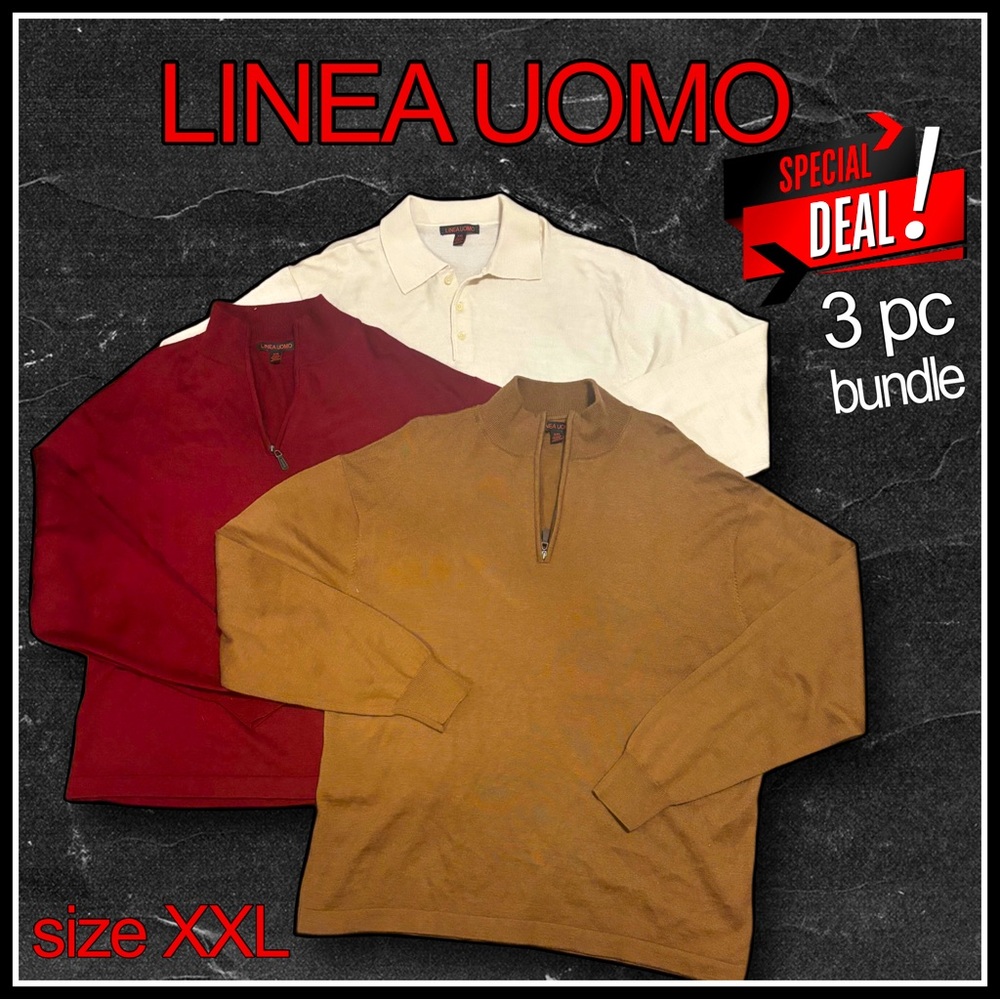 !! 3 pc bundle DEAL !! super soft LINEA UOMO brown, red, white SWEATERS size XXL
